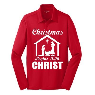 Christmas Begins With Christ Silk Touch Performance Long Sleeve Polo