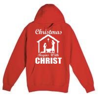 Christmas Begins With Christ Premium Pullover Hoodie