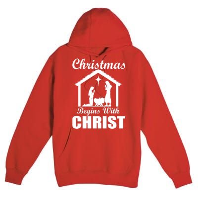 Christmas Begins With Christ Premium Pullover Hoodie