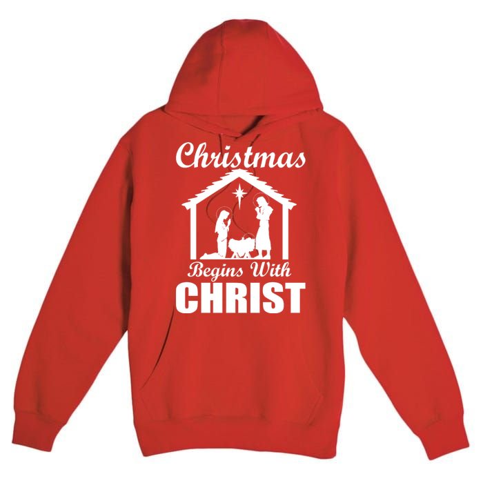 Christmas Begins With Christ Premium Pullover Hoodie