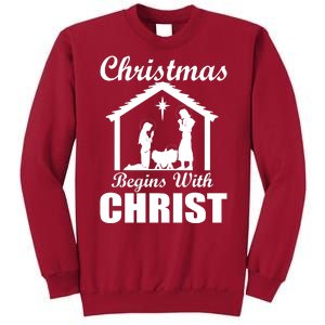 Christmas Begins With Christ Tall Sweatshirt