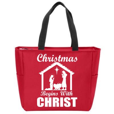 Christmas Begins With Christ Zip Tote Bag