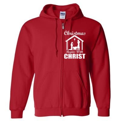 Christmas Begins With Christ Full Zip Hoodie