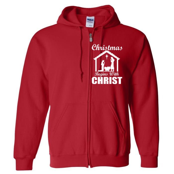 Christmas Begins With Christ Full Zip Hoodie