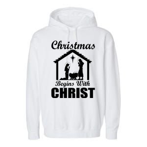 Christmas Begins With Christ Garment-Dyed Fleece Hoodie