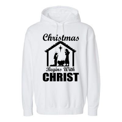 Christmas Begins With Christ Garment-Dyed Fleece Hoodie