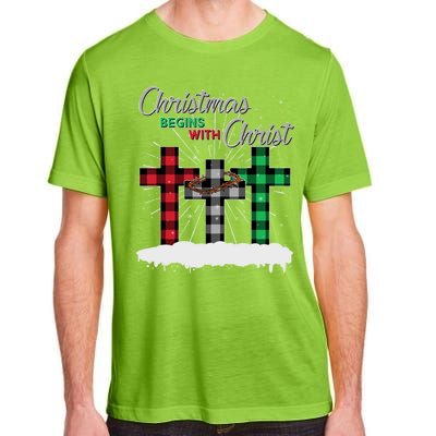 Christmas Begins With Christ Jesus Birthday Adult ChromaSoft Performance T-Shirt