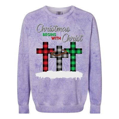 Christmas Begins With Christ Jesus Birthday Colorblast Crewneck Sweatshirt