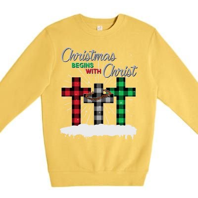 Christmas Begins With Christ Jesus Birthday Premium Crewneck Sweatshirt