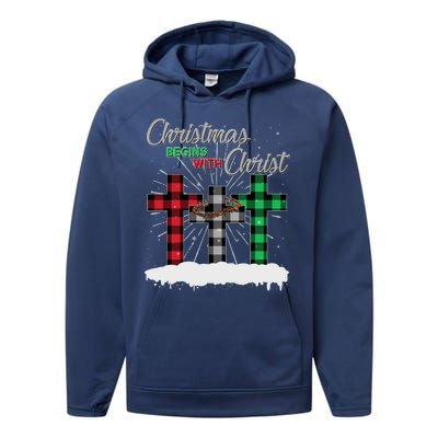 Christmas Begins With Christ Jesus Birthday Performance Fleece Hoodie