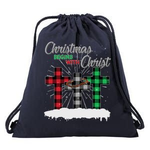 Christmas Begins With Christ Jesus Birthday Drawstring Bag