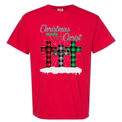 Christmas Begins With Christ Jesus Birthday Garment-Dyed Heavyweight T-Shirt