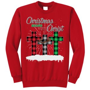 Christmas Begins With Christ Jesus Birthday Sweatshirt