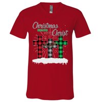 Christmas Begins With Christ Jesus Birthday V-Neck T-Shirt