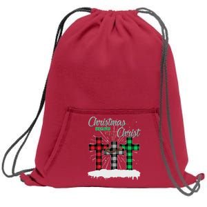 Christmas Begins With Christ Jesus Birthday Sweatshirt Cinch Pack Bag