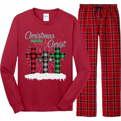 Christmas Begins With Christ Jesus Birthday Long Sleeve Pajama Set