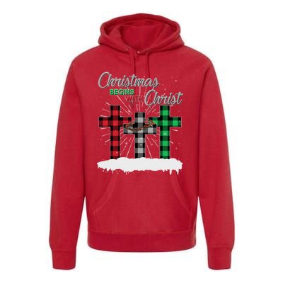 Christmas Begins With Christ Jesus Birthday Premium Hoodie