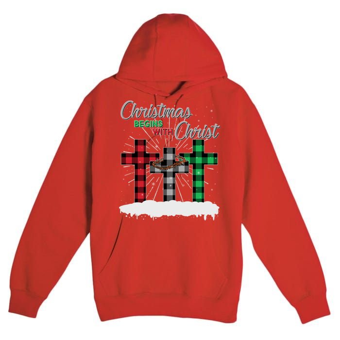 Christmas Begins With Christ Jesus Birthday Premium Pullover Hoodie