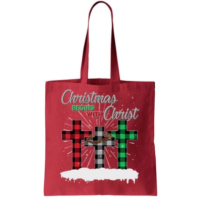 Christmas Begins With Christ Jesus Birthday Tote Bag