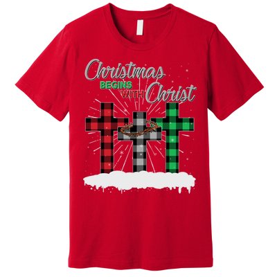 Christmas Begins With Christ Jesus Birthday Premium T-Shirt