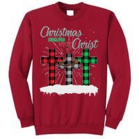 Christmas Begins With Christ Jesus Birthday Tall Sweatshirt