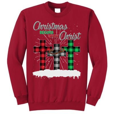 Christmas Begins With Christ Jesus Birthday Tall Sweatshirt