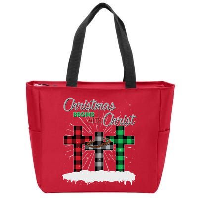 Christmas Begins With Christ Jesus Birthday Zip Tote Bag