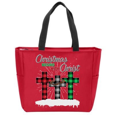 Christmas Begins With Christ Jesus Birthday Zip Tote Bag