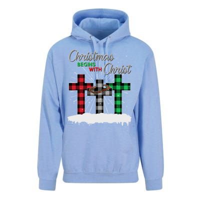 Christmas Begins With Christ Jesus Birthday Unisex Surf Hoodie