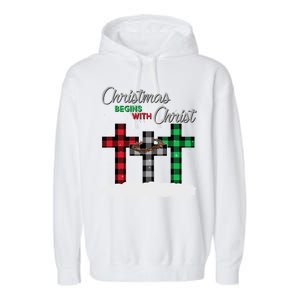 Christmas Begins With Christ Jesus Birthday Garment-Dyed Fleece Hoodie