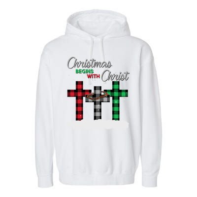 Christmas Begins With Christ Jesus Birthday Garment-Dyed Fleece Hoodie