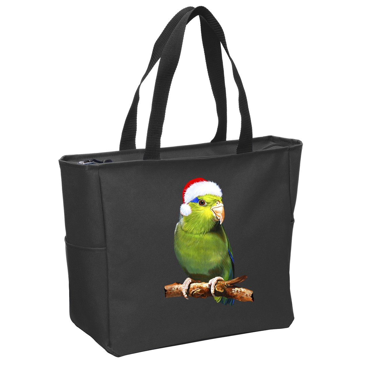 Christmas Bird Parrot Zip Tote Bag