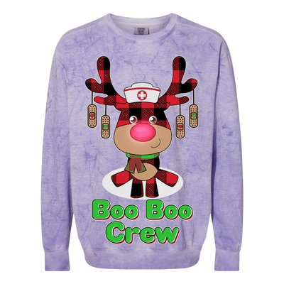 Christmas Boo Boo Crew Reindeer Nurse  Colorblast Crewneck Sweatshirt