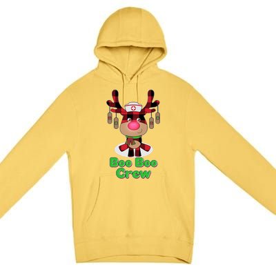 Christmas Boo Boo Crew Reindeer Nurse  Premium Pullover Hoodie