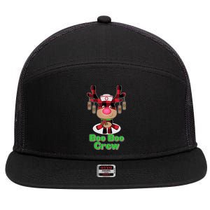 Christmas Boo Boo Crew Reindeer Nurse  7 Panel Mesh Trucker Snapback Hat