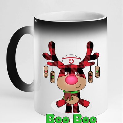 Christmas Boo Boo Crew Reindeer Nurse  11oz Black Color Changing Mug