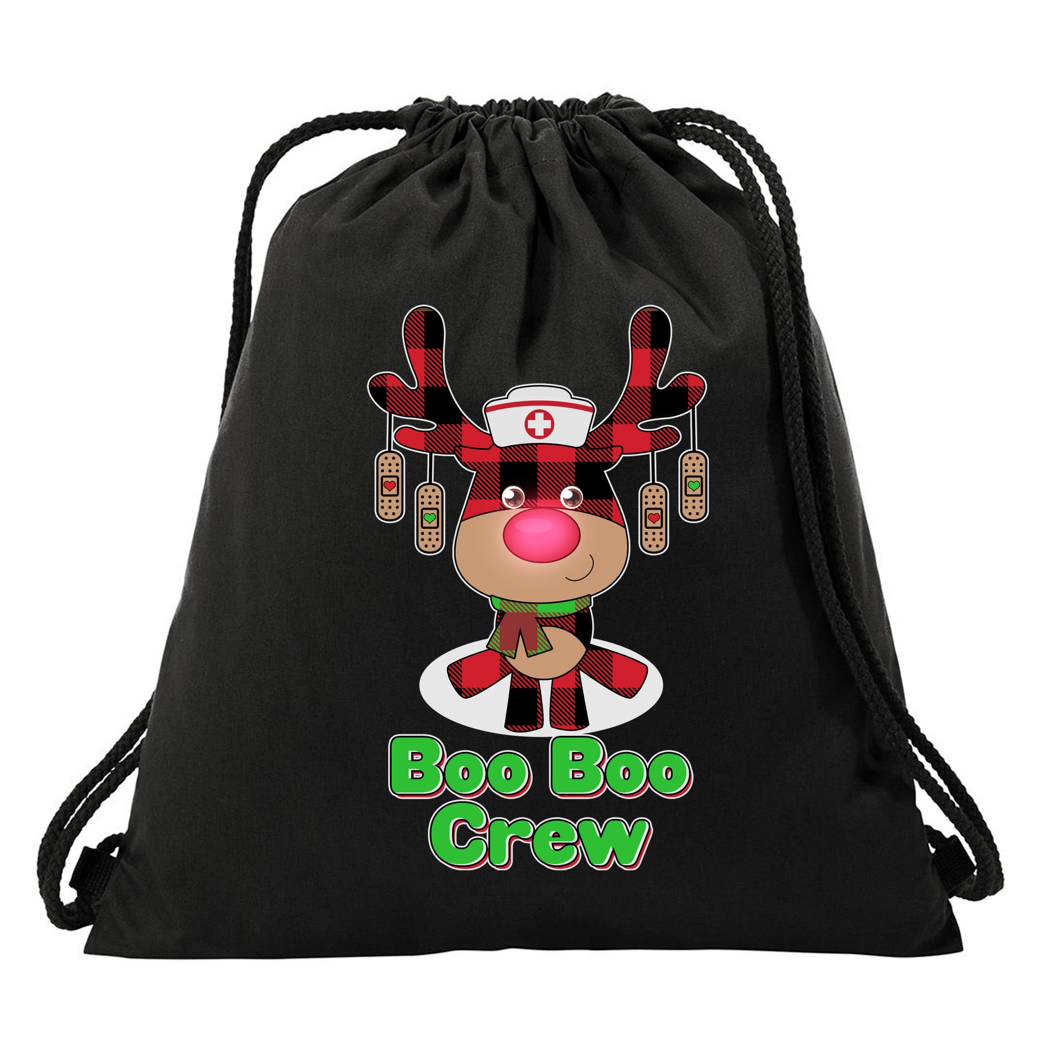 Christmas Boo Boo Crew Reindeer Nurse  Drawstring Bag