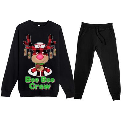 Christmas Boo Boo Crew Reindeer Nurse  Premium Crewneck Sweatsuit Set