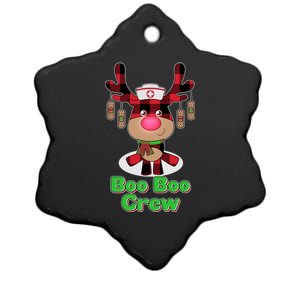 Christmas Boo Boo Crew Reindeer Nurse  Ceramic Star Ornament