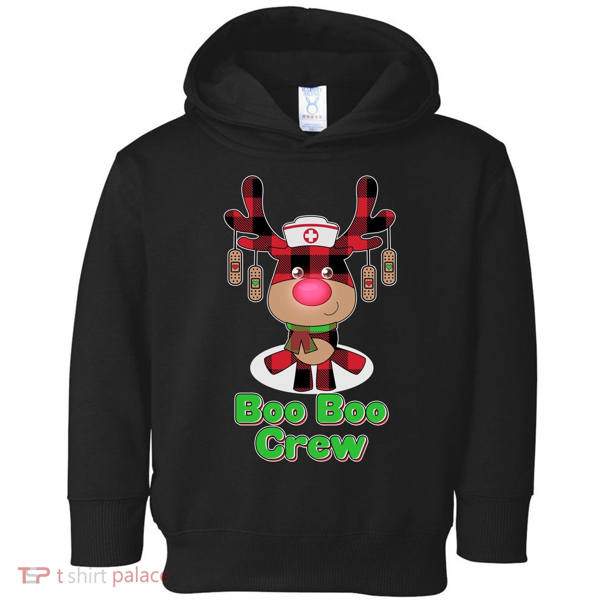 Christmas Boo Boo Crew Reindeer Nurse  Toddler Hoodie