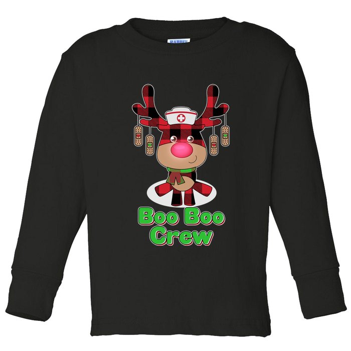 Christmas Boo Boo Crew Reindeer Nurse  Toddler Long Sleeve Shirt