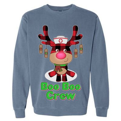 Christmas Boo Boo Crew Reindeer Nurse  Garment-Dyed Sweatshirt