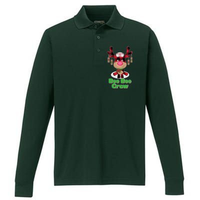 Christmas Boo Boo Crew Reindeer Nurse  Performance Long Sleeve Polo