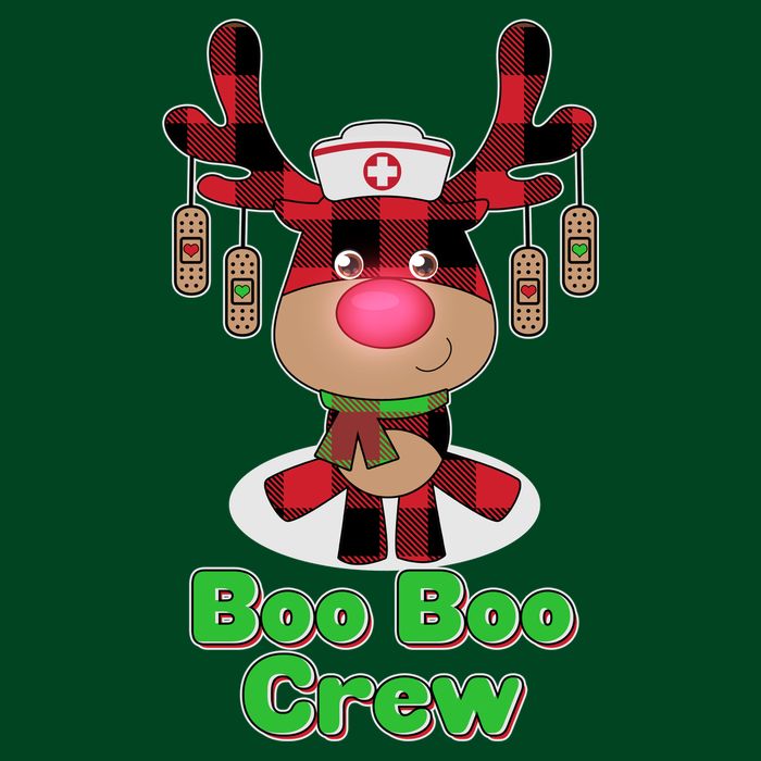 Christmas Boo Boo Crew Reindeer Nurse  Cooling Performance Crew T-Shirt