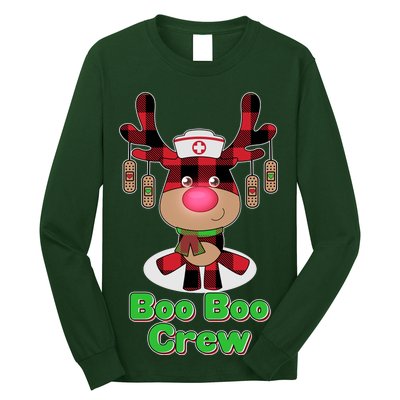 Christmas Boo Boo Crew Reindeer Nurse  Long Sleeve Shirt