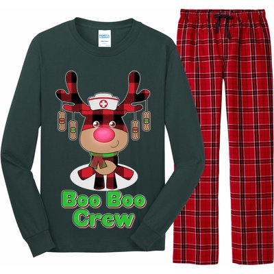 Christmas Boo Boo Crew Reindeer Nurse  Long Sleeve Pajama Set