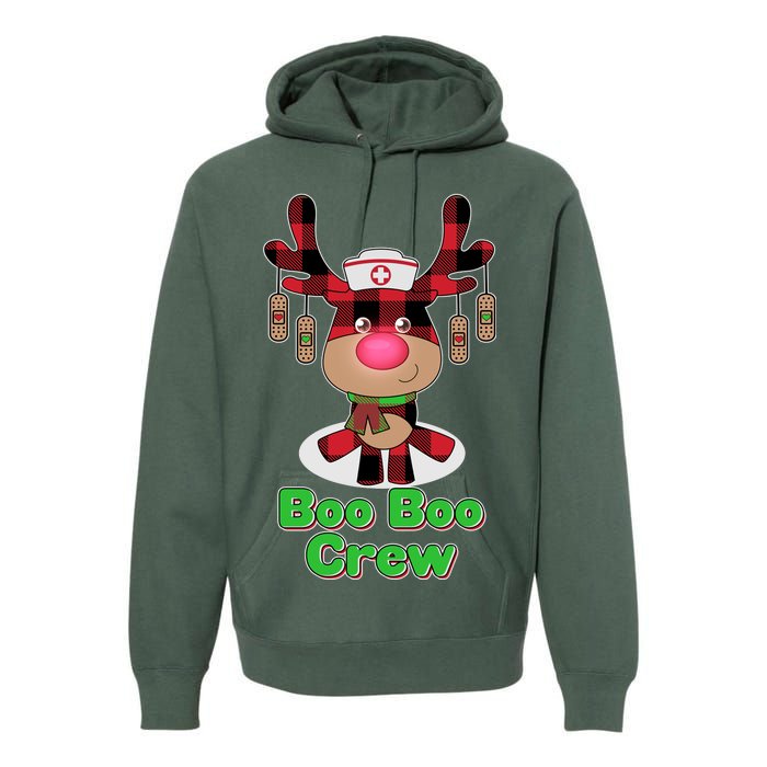 Christmas Boo Boo Crew Reindeer Nurse  Premium Hoodie