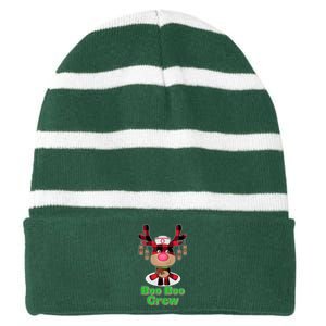 Christmas Boo Boo Crew Reindeer Nurse  Striped Beanie with Solid Band