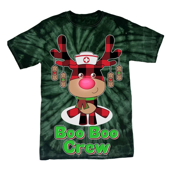 Christmas Boo Boo Crew Reindeer Nurse  Tie-Dye T-Shirt