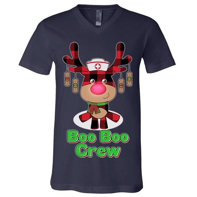 Christmas Boo Boo Crew Reindeer Nurse  V-Neck T-Shirt